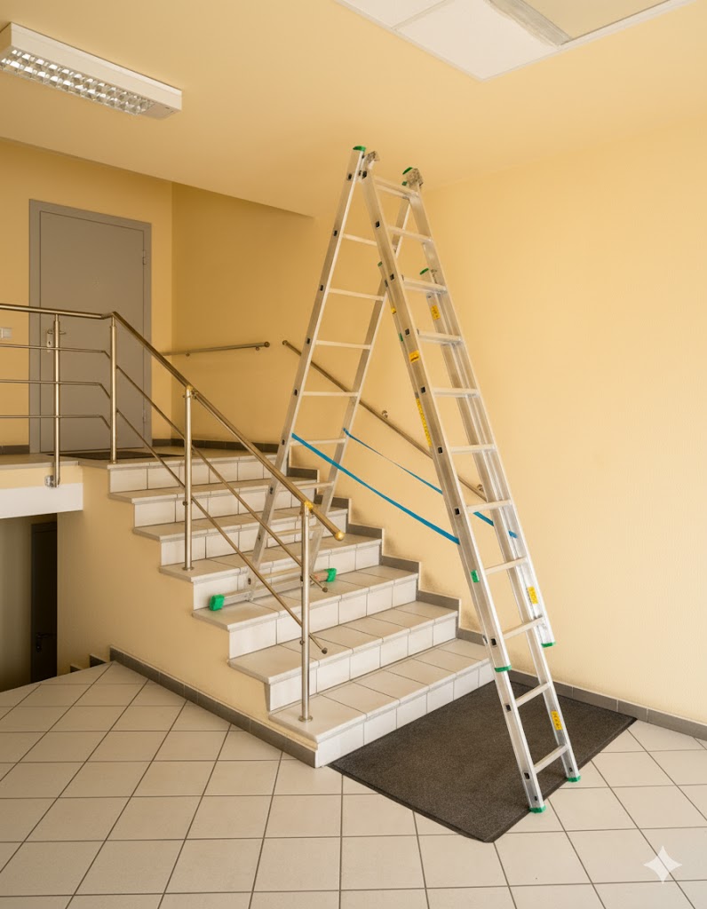 Pracownik na drabinie